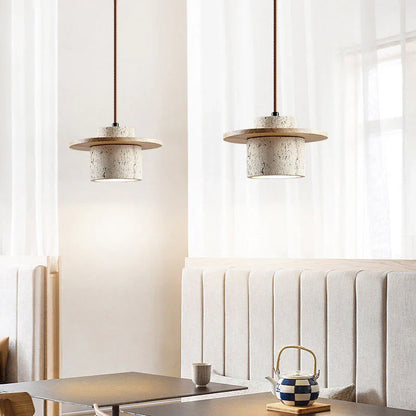 Lampa wisząca z kamienia i drewna — premium | Norivo Norivo