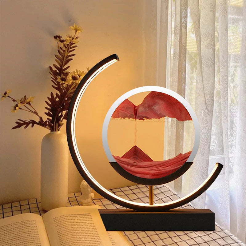 Lampka dekoracyjna LED z ruchomym piaskiem — efekt krajobrazu 3D, obrót 360° | Norivo Norivo