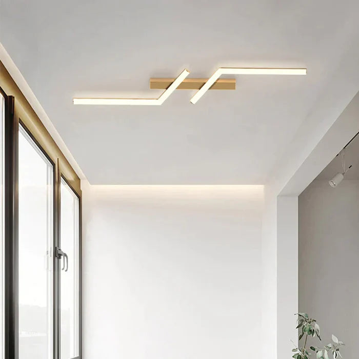 Lampa sufitowa LED geometryczna — liniowa forma zygzak, z pilotem | Norivo Norivo