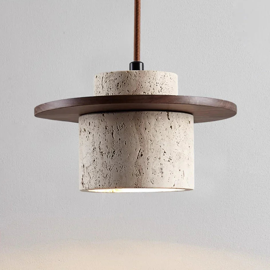 Lampa wisząca z kamienia i drewna — premium | Norivo Norivo