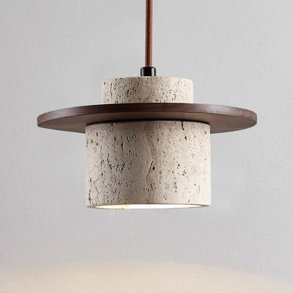 Lampa wisząca z kamienia i drewna — premium | Norivo Norivo