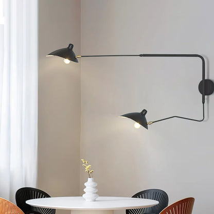 Designerska lampa ścienna z podwójnym ramieniem — regulowany kinkiet do salonu, biura i sypialni | Norivo Norivo