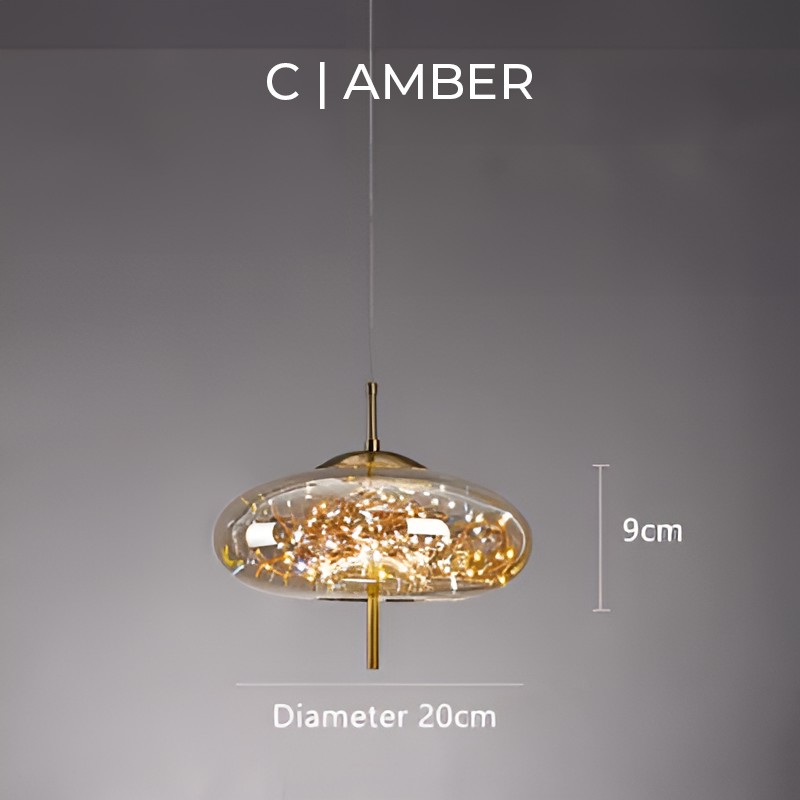 Lampa wisząca ESSENCE — szklana z punktowymi diodami LED | Norivo Norivo