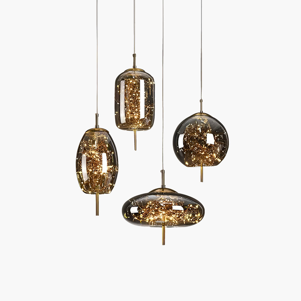 Lampa wisząca ESSENCE — szklana z punktowymi diodami LED | Norivo Norivo