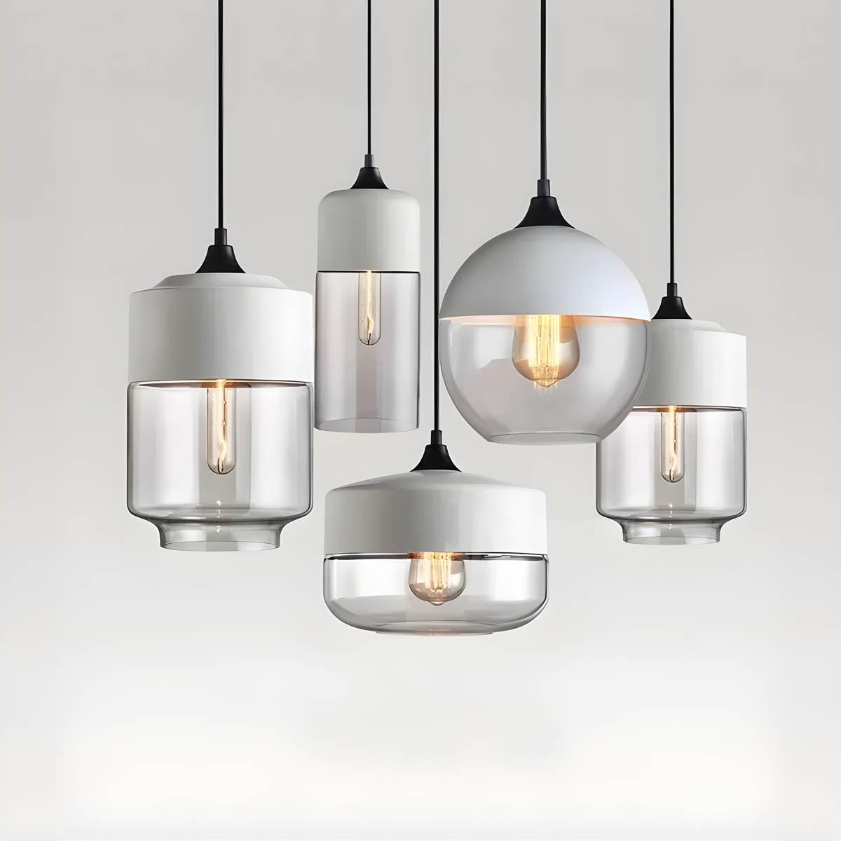 Lampa wisząca FUSIO — drewno i szkło bursztynowe, mix&match | Norivo Norivo