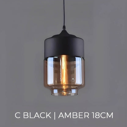 Lampa wisząca FUSIO — drewno i szkło bursztynowe, mix&match | Norivo Norivo