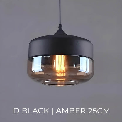 Lampa wisząca FUSIO — drewno i szkło bursztynowe, mix&match | Norivo Norivo