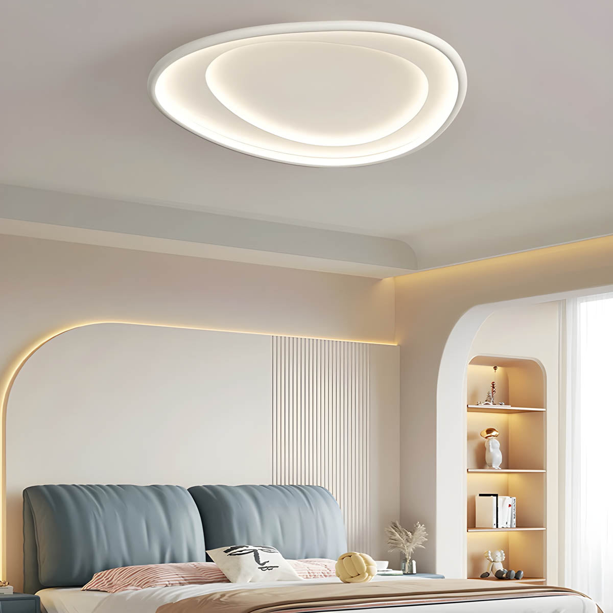 Lampa sufitowa RIPPLE — designerskie oświetlenie z efektem fal, chrom lub biały | Norivo Norivo