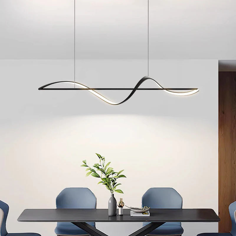 Lampa wisząca Fala LED — dynamiczna forma nad stół lub wyspę | Norivo Norivo