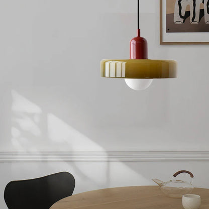 Lampa wisząca z kolorowym szklanym kloszem Bauhaus | Norivo Norivo