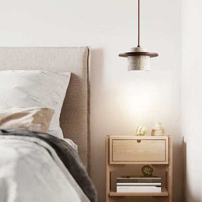 Lampa wisząca z kamienia i drewna — premium | Norivo Norivo