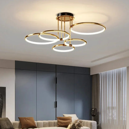 Żyrandol LED z pierścieniami — geometryczna lampa sufitowa | Norivo Norivo