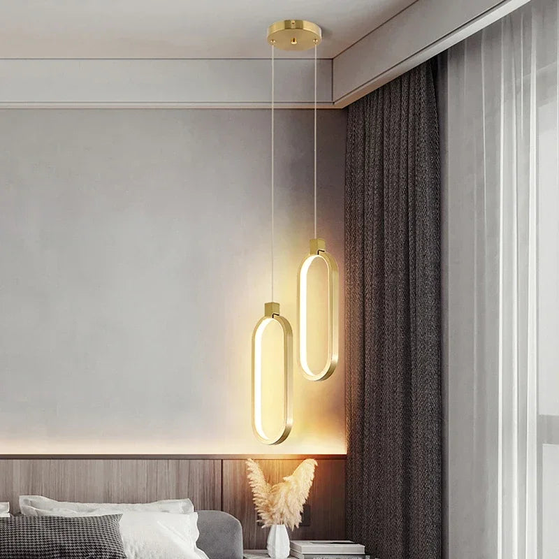Lampa wisząca LED geometryczna — złoty design | Norivo Norivo