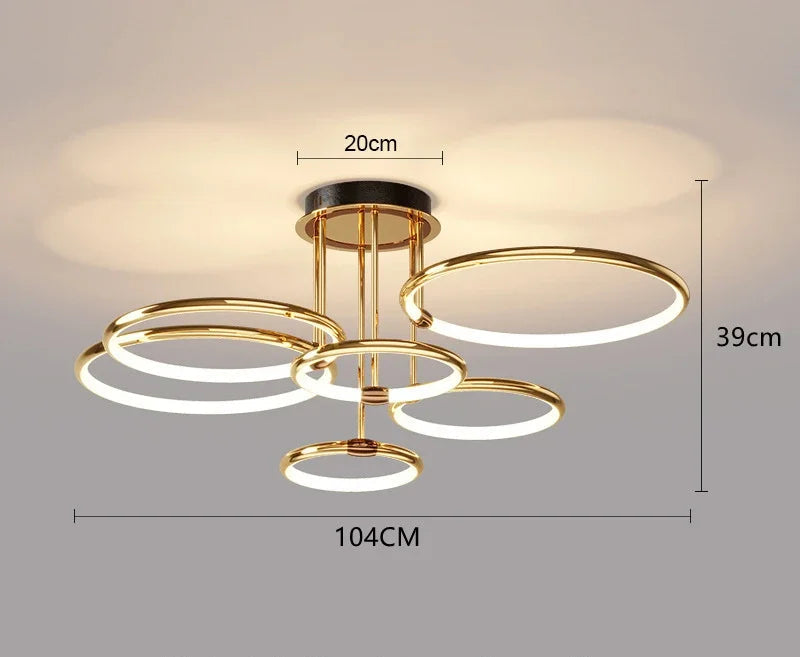 Żyrandol LED z pierścieniami — geometryczna lampa sufitowa | Norivo Norivo