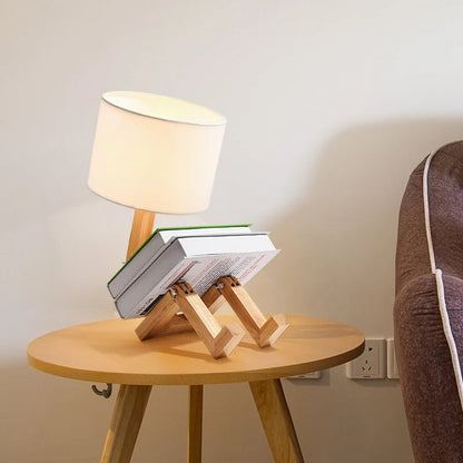 Designerska lampa stołowa drewniana — regulowana, forma "robot" | Norivo Norivo
