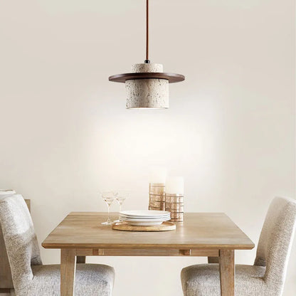 Lampa wisząca z kamienia i drewna — premium | Norivo Norivo