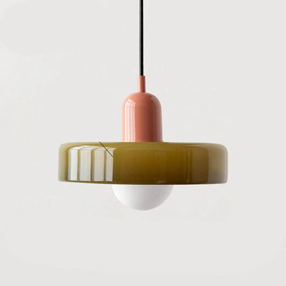 Lampa wisząca z kolorowym szklanym kloszem Bauhaus | Norivo Norivo