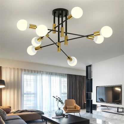 Industrialna lampa sufitowa żyrandol z okrągłymi lampami — 3 konfiguracje | Norivo Norivo