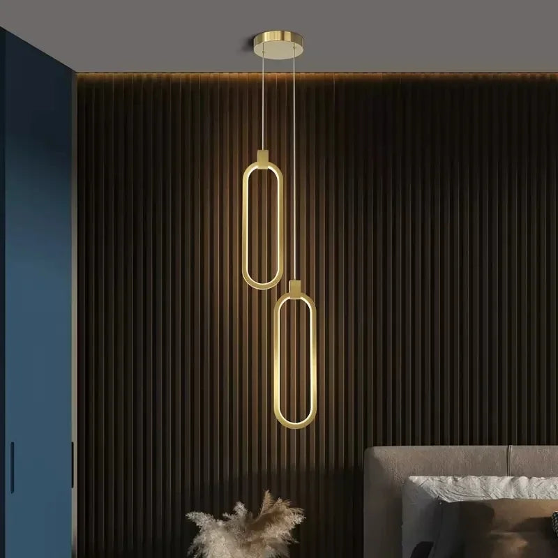 Lampa wisząca LED geometryczna — złoty design | Norivo Norivo