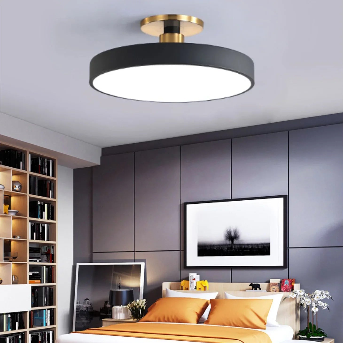 Okrągła lampa sufitowa LED — półspiralna forma, styl skandynawski | Norivo Norivo