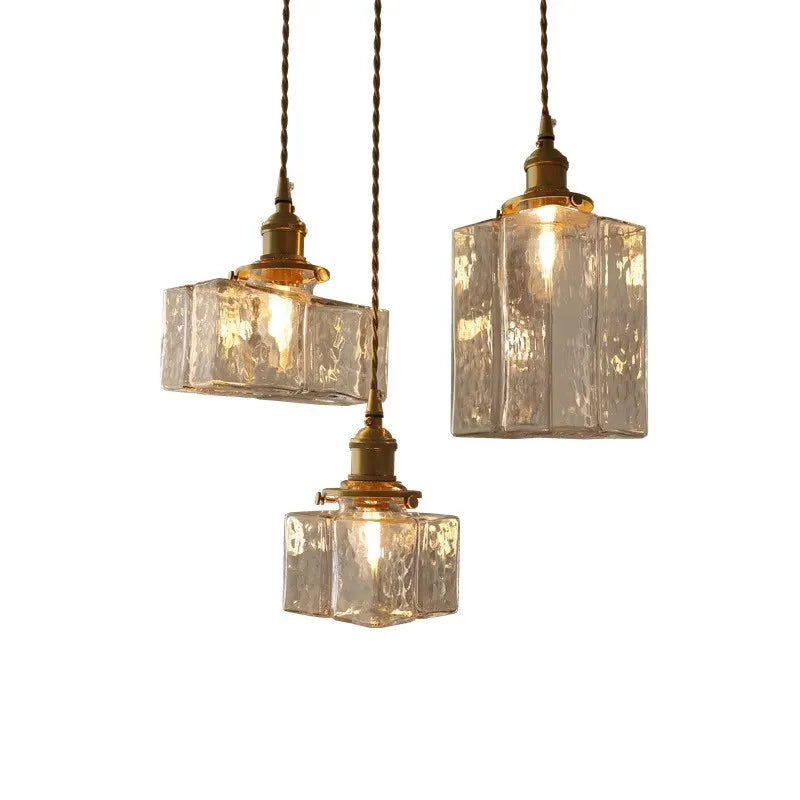 Vintage szklana lampa wisząca z mosiężnym wykończeniem — 3 kształty | Norivo Norivo