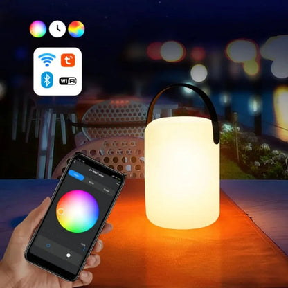 Przenośna lampka LED RGB z pilotem — ładowanie USB, 16 kolorów, 4 style | Norivo Norivo