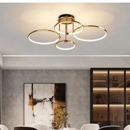 Żyrandol LED z pierścieniami — geometryczna lampa sufitowa | Norivo Norivo