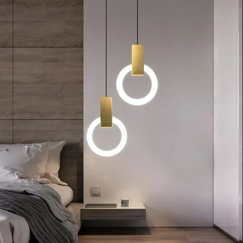 Lampa wisząca LED złoty pierścień | Norivo Norivo