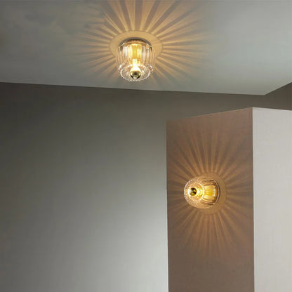 Elegancka lampa sufitowa szklana z kryształowym designem — plafon LED, srebrny lub złoty | Norivo Norivo