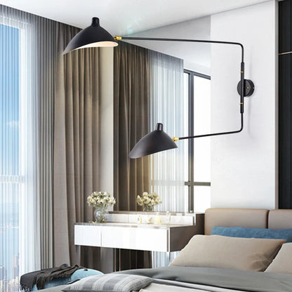 Designerska lampa ścienna z podwójnym ramieniem — regulowany kinkiet do salonu, biura i sypialni | Norivo Norivo
