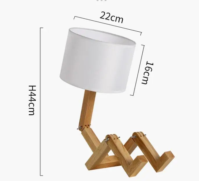 Designerska lampa stołowa drewniana — regulowana, forma "robot" | Norivo Norivo