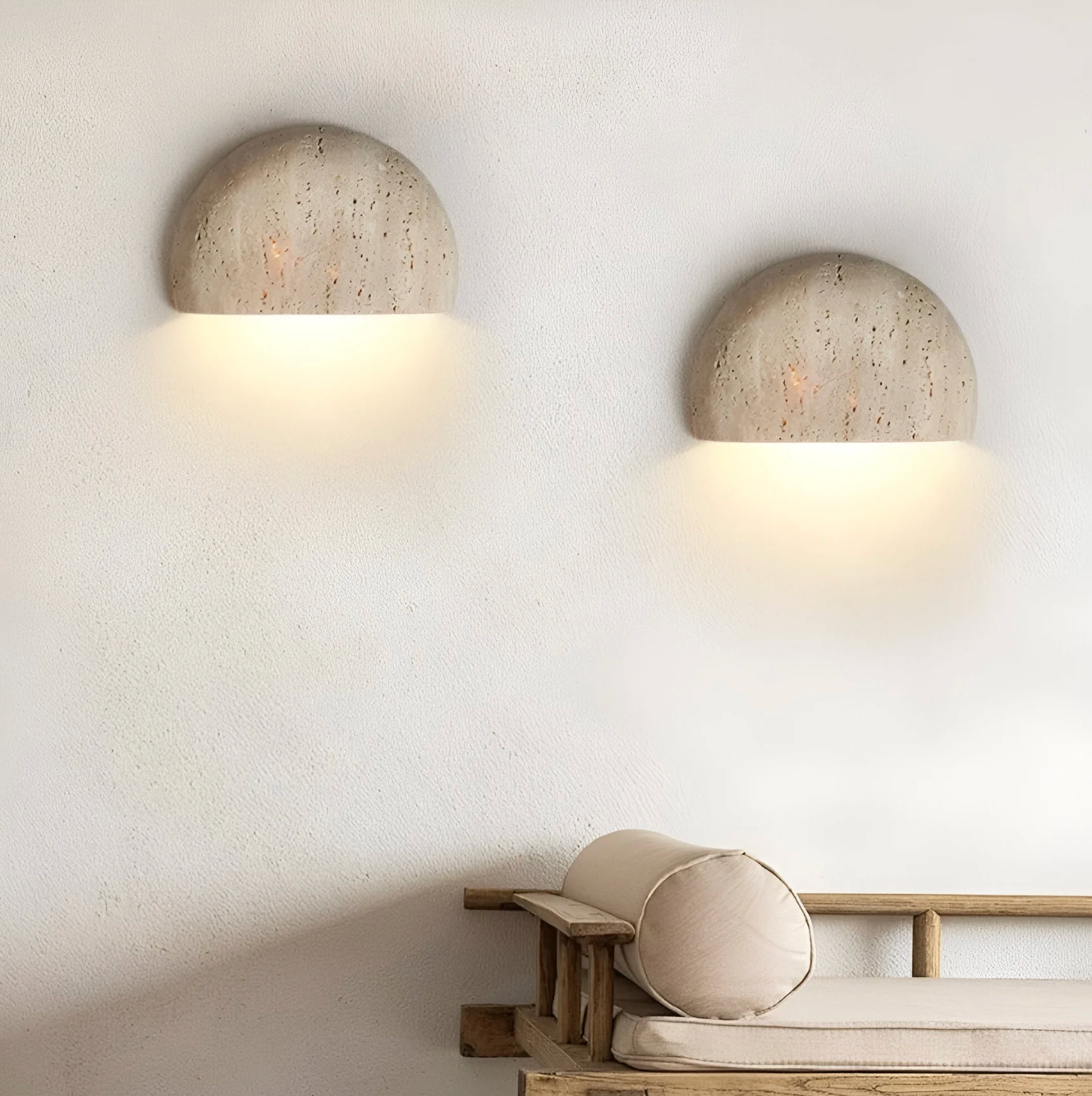 Kinkiet ścienny z kamienia naturalnego — półokrągła lampa LED | Norivo Norivo