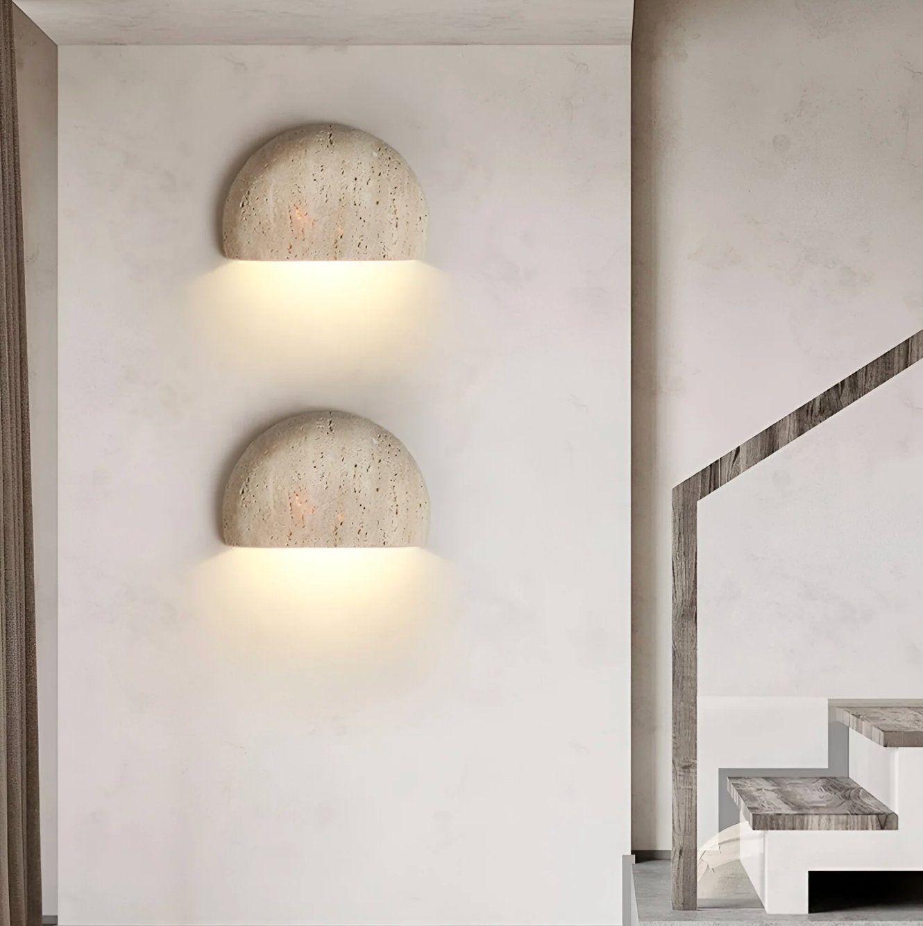 Kinkiet ścienny z kamienia naturalnego — półokrągła lampa LED | Norivo Norivo