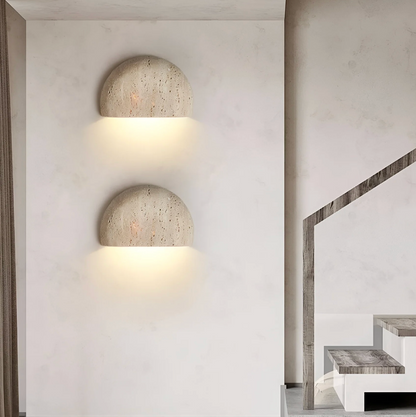 Kinkiet ścienny z kamienia naturalnego — półokrągła lampa LED | Norivo Norivo