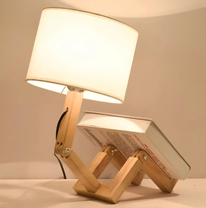 Designerska lampa stołowa drewniana — regulowana, forma "robot" | Norivo Norivo