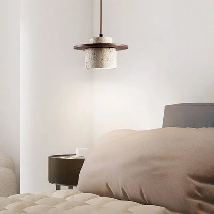 Lampa wisząca z kamienia i drewna — premium | Norivo Norivo