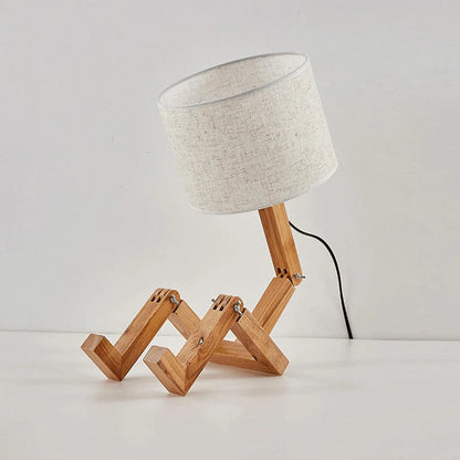 Designerska lampa stołowa drewniana — regulowana, forma "robot" | Norivo Norivo