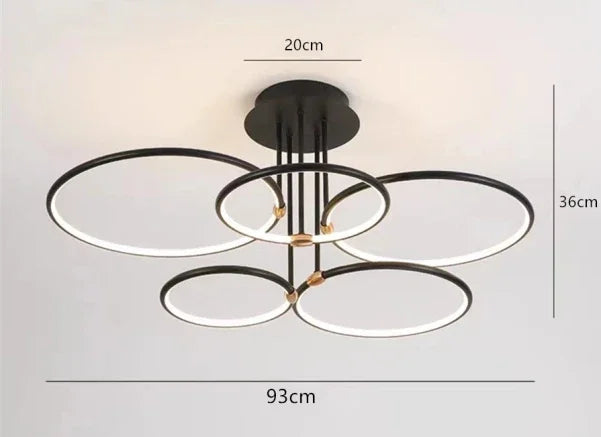 Żyrandol LED z pierścieniami — geometryczna lampa sufitowa | Norivo Norivo
