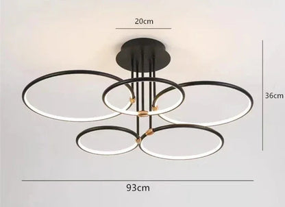 Żyrandol LED z pierścieniami — geometryczna lampa sufitowa | Norivo Norivo