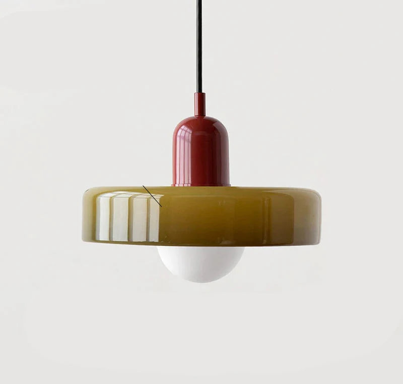 Lampa wisząca z kolorowym szklanym kloszem Bauhaus | Norivo Norivo