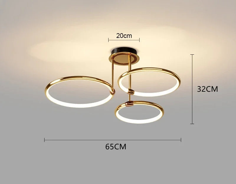 Żyrandol LED z pierścieniami — geometryczna lampa sufitowa | Norivo Norivo