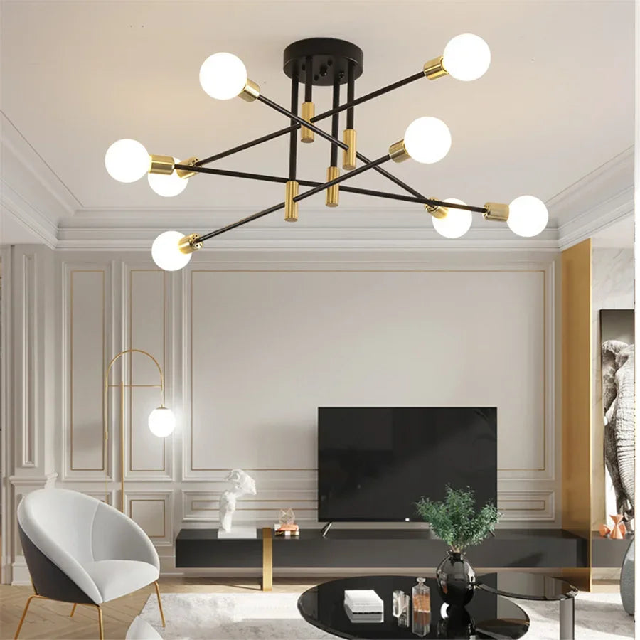Industrialna lampa sufitowa żyrandol z okrągłymi lampami — 3 konfiguracje | Norivo Norivo