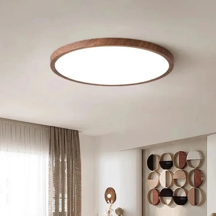 Lampa sufitowa LED z drewnianą ramą — okrągła | Norivo Norivo