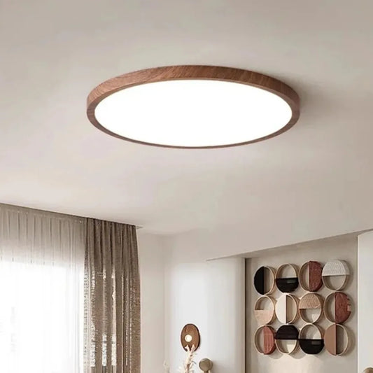 Lampa sufitowa LED z drewnianą ramą — okrągła | Norivo Norivo