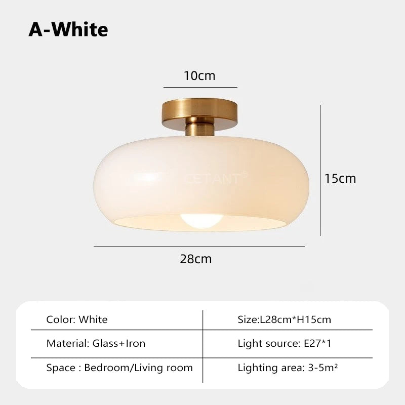 Lampa wisząca z opalizującym kloszem — elegancja retro Bauhaus | Norivo Norivo