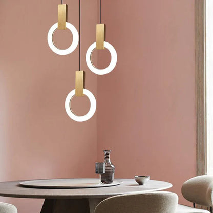 Lampa wisząca LED złoty pierścień | Norivo Norivo