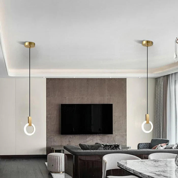 Lampa wisząca LED złoty pierścień | Norivo Norivo