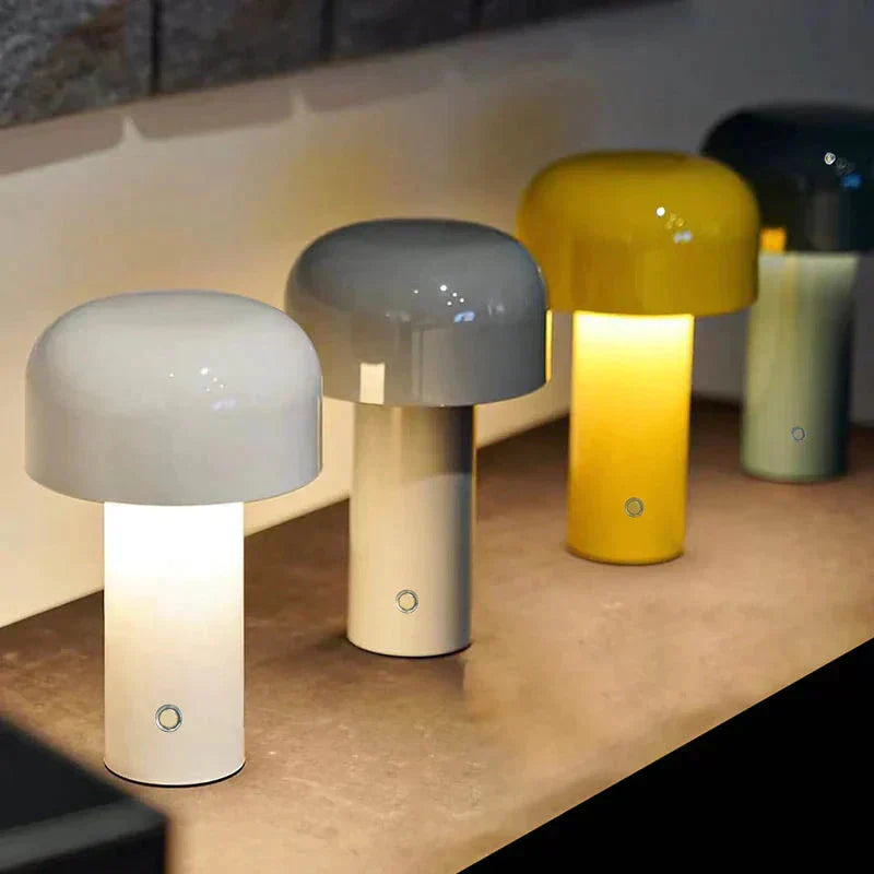 Nowoczesna lampa stołowa LED — grzybek, przenośna, ładowalna, dotykowa | Norivo Norivo