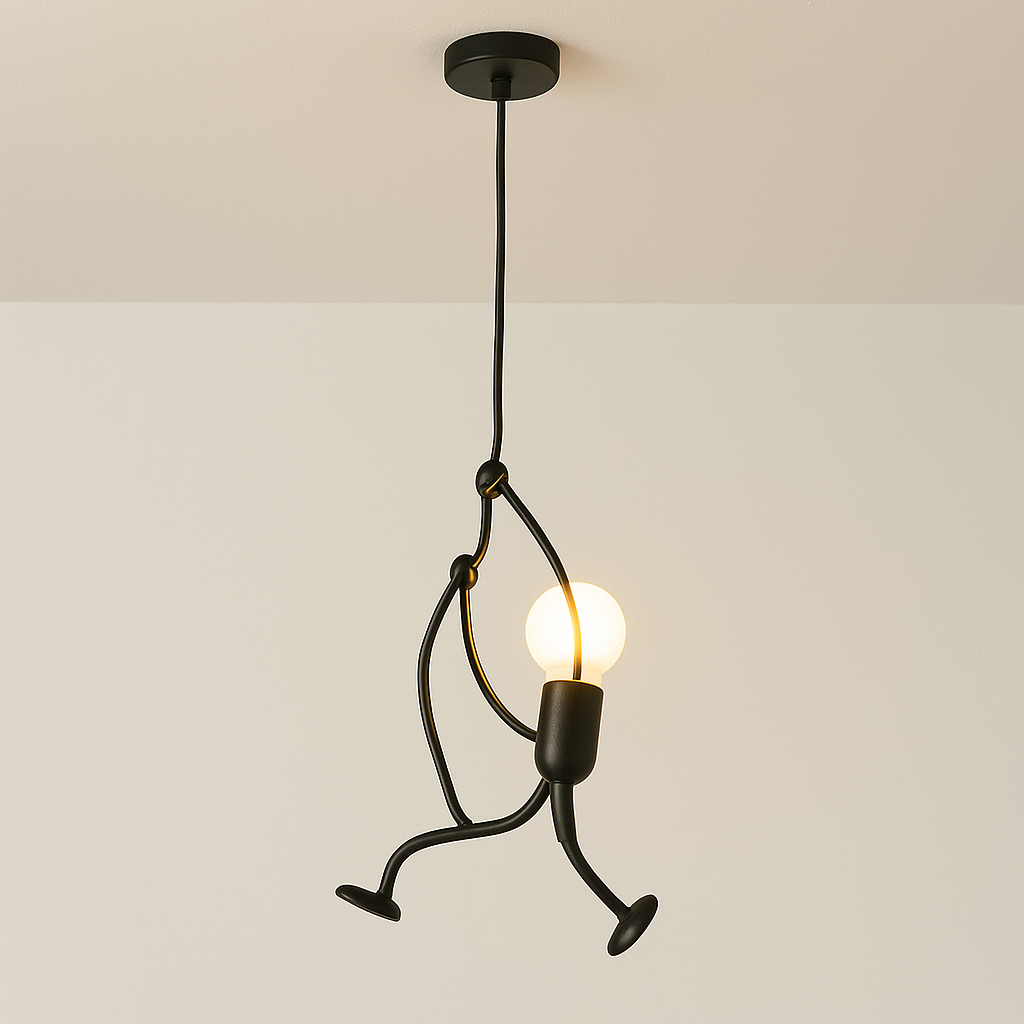 Lampa wisząca z motywem wspinającej się postaci — artystyczna oprawa | Norivo Norivo
