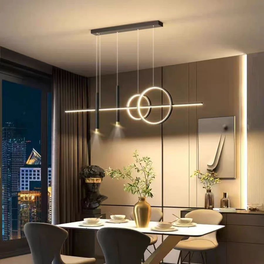 Nowoczesna lampa wisząca LED — geometryczny design, 3 pierścienie | Norivo Norivo